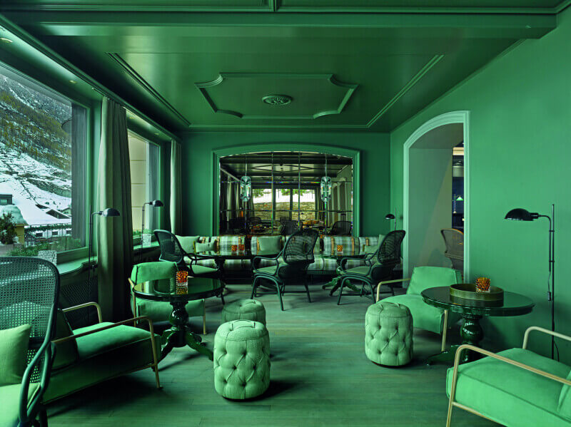 Unique room features wood floors finished with Rubio Monocoat products.