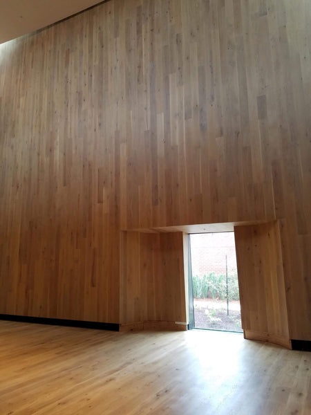 Concert hall shaped like an instrument to direct sound upwards.