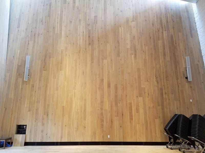 Wooden walled concert hall.