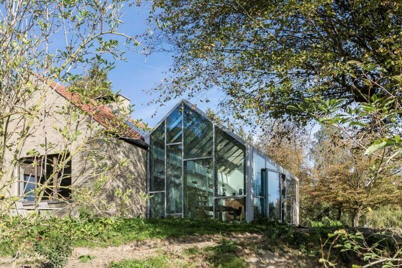Sun room on side of house.