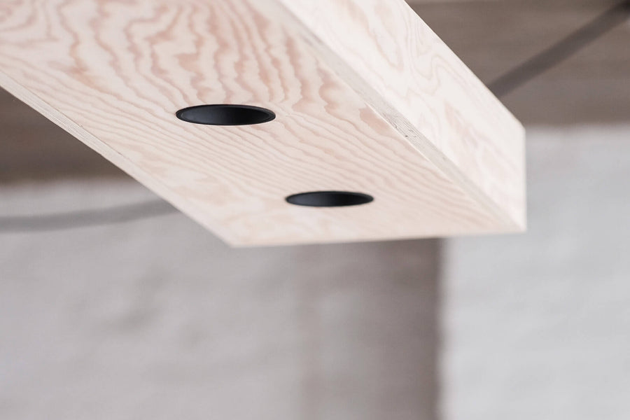 Plywood lighting fixture.