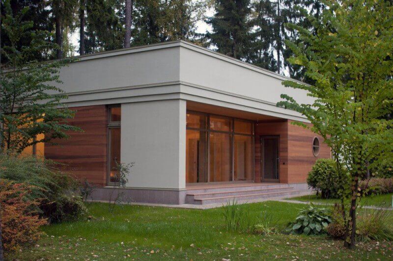 Ash wood panels on exterior finished with hardwax oil wood finish.