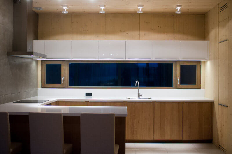 Pine kitchen cabinetry finished with hardwax oil wood finish.