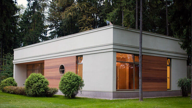 Ash exterior paneling finished with exterior wood oil.