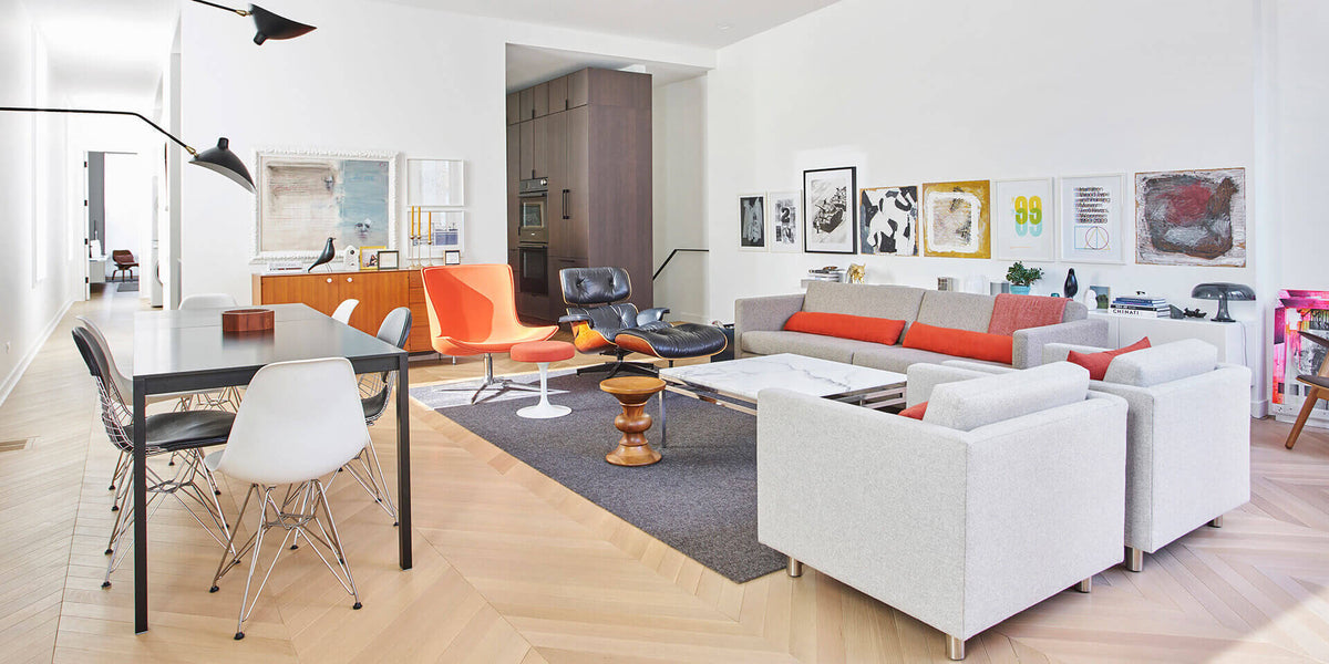 Beautiful apartment interior features wooden floors finished with Rubio Monocoat.