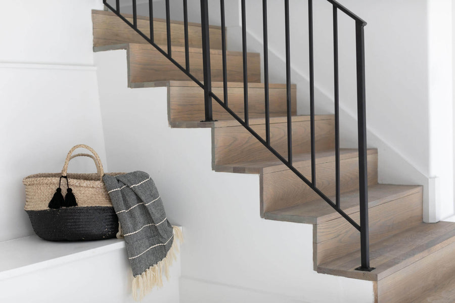 White oak stair treads in newly designed house.