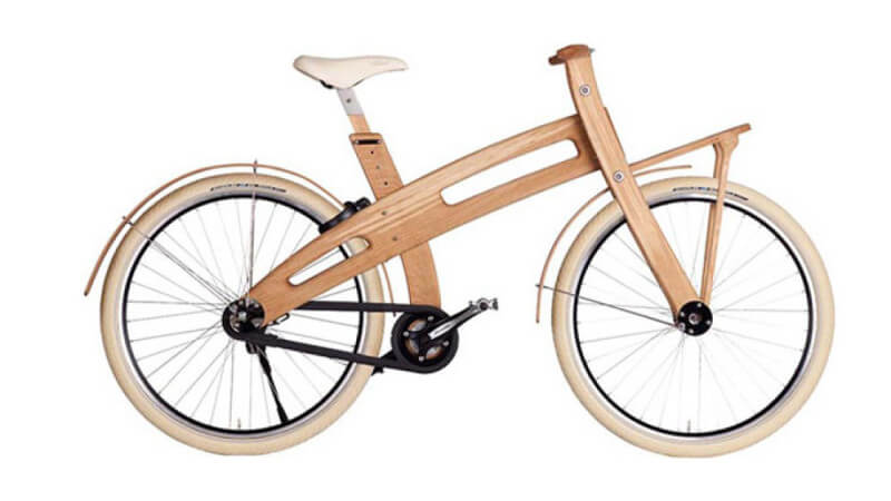 A wooden bike finished with Rubio Monocoat products.