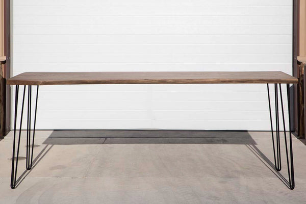 Project inspiration for a white oak dining table with hairpin legs stained and finished with Rubio Monocoat Oil Plus 2C hardwax oil stain and finish for interior wood projects.