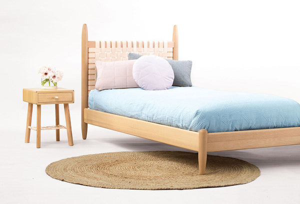 Bedroom set collection made out of oak wood with natural matte finish on it.