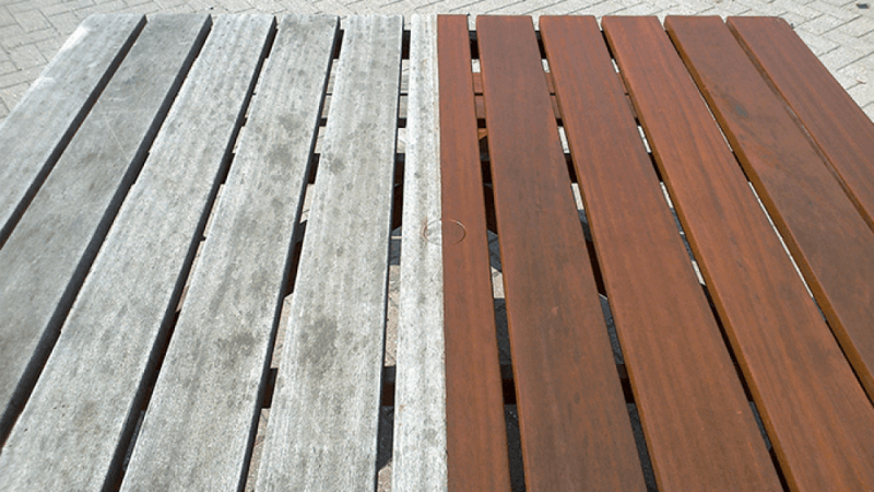 The difference between raw and finished wood courtesy of Rubio Monocoat.
