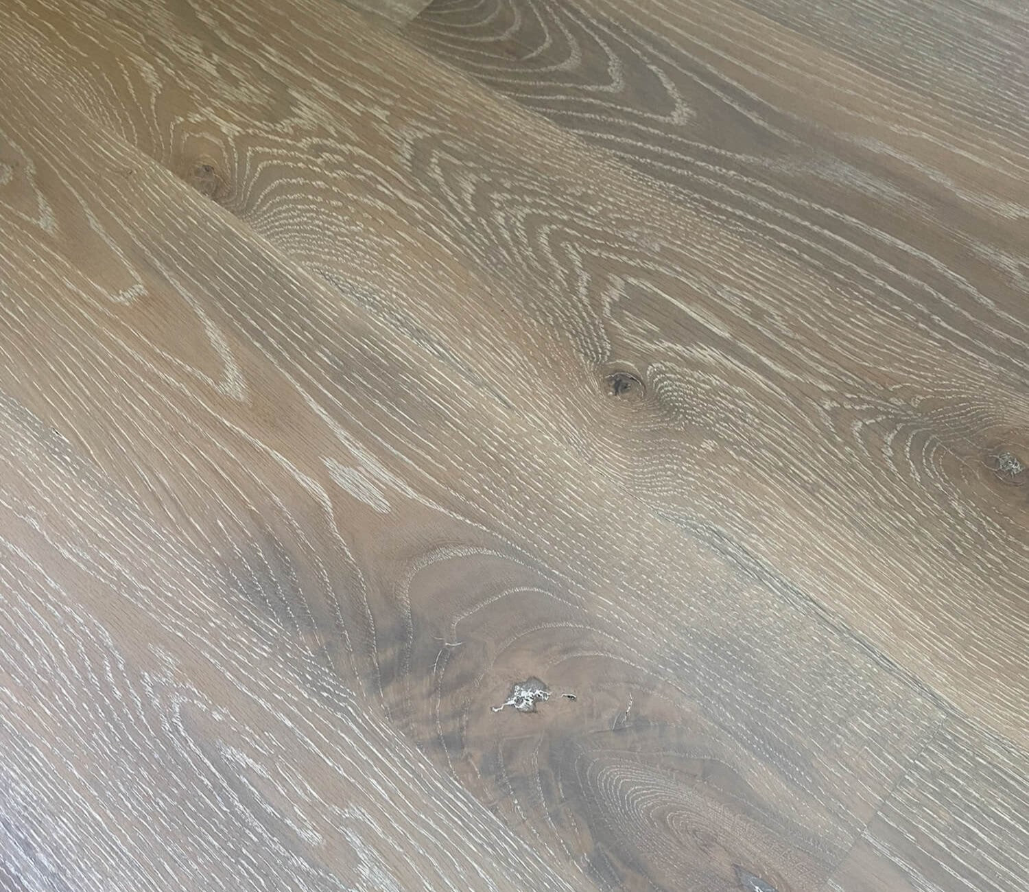  This flooring, made from white oak, was treated with Precolor Easy 