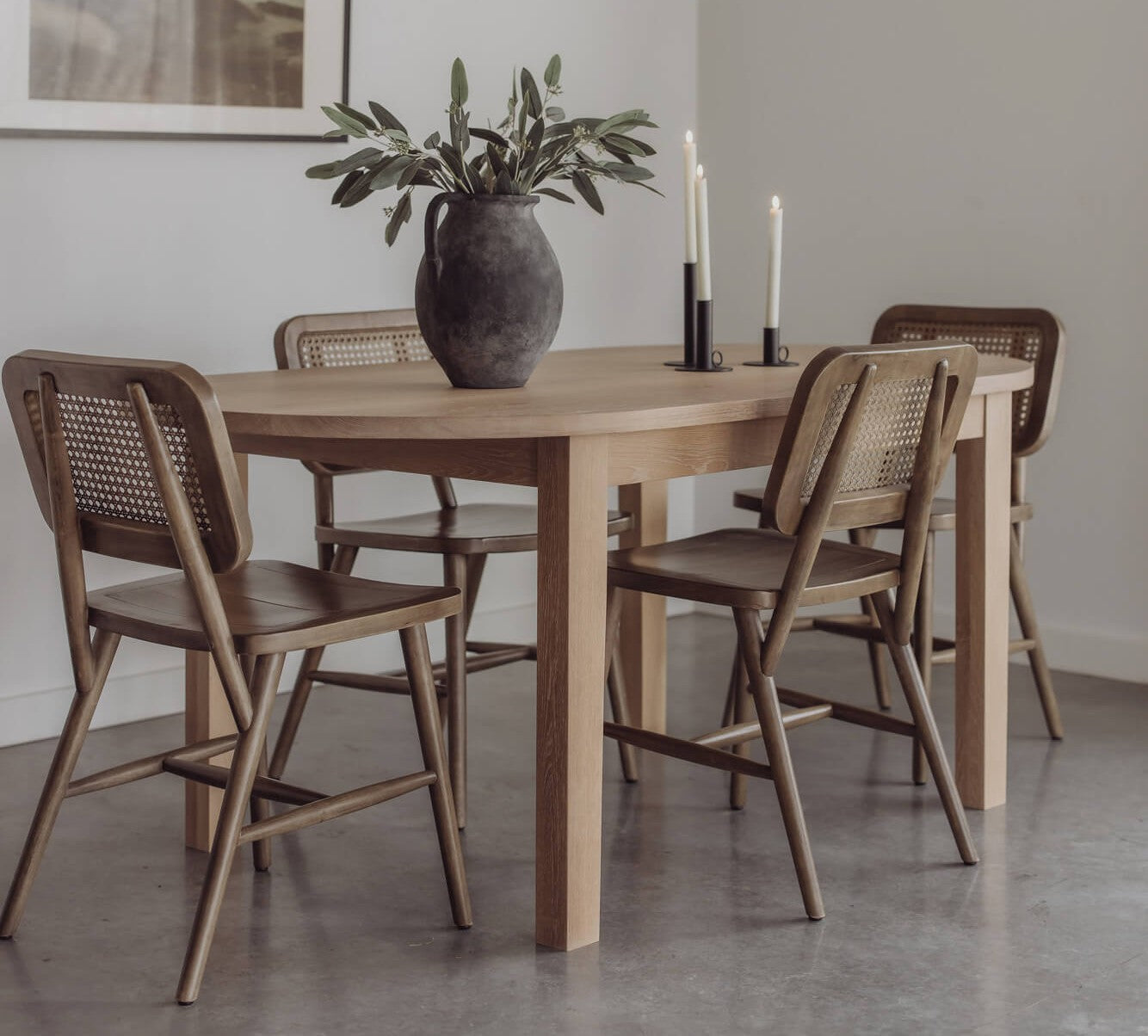 Dining table project inspiration crafted from white oak and finished with Rubio Monocoat Oil Plus 2C hardwax oil wood stain and finish for interior wood projects. 
