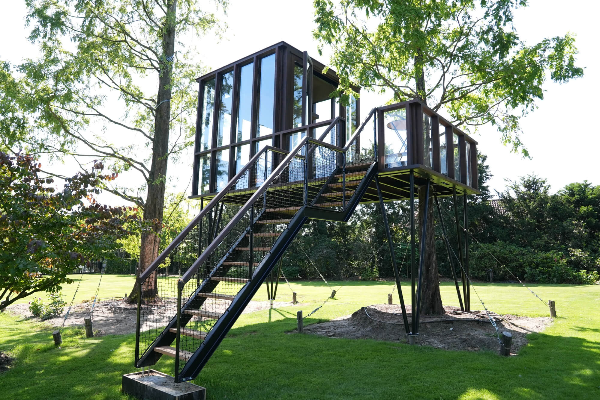 A sophisticated tree house finished using DuroGrit, a very durable exterior wood finish.