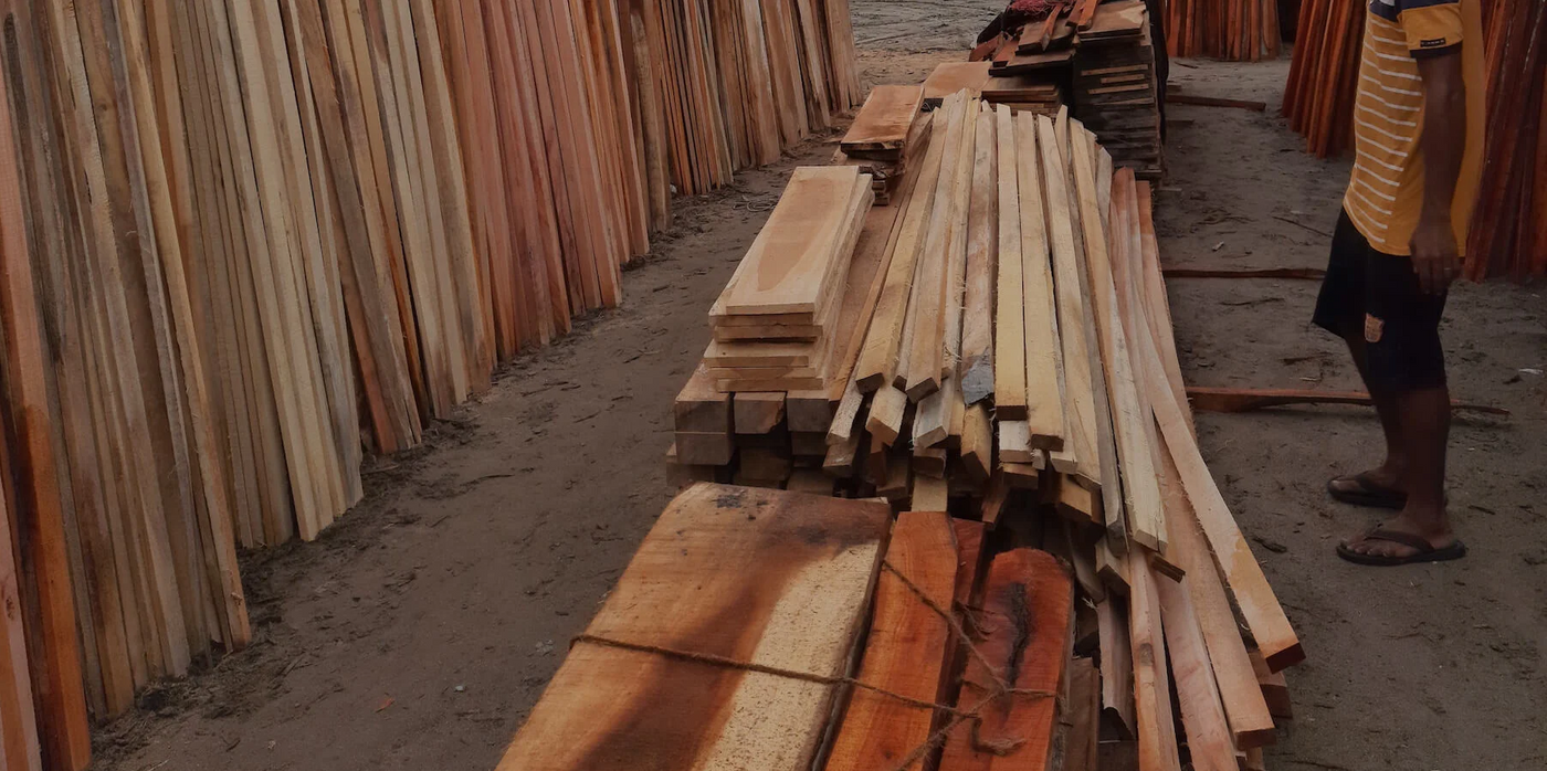 Lumber yard with multiple wood species laid out