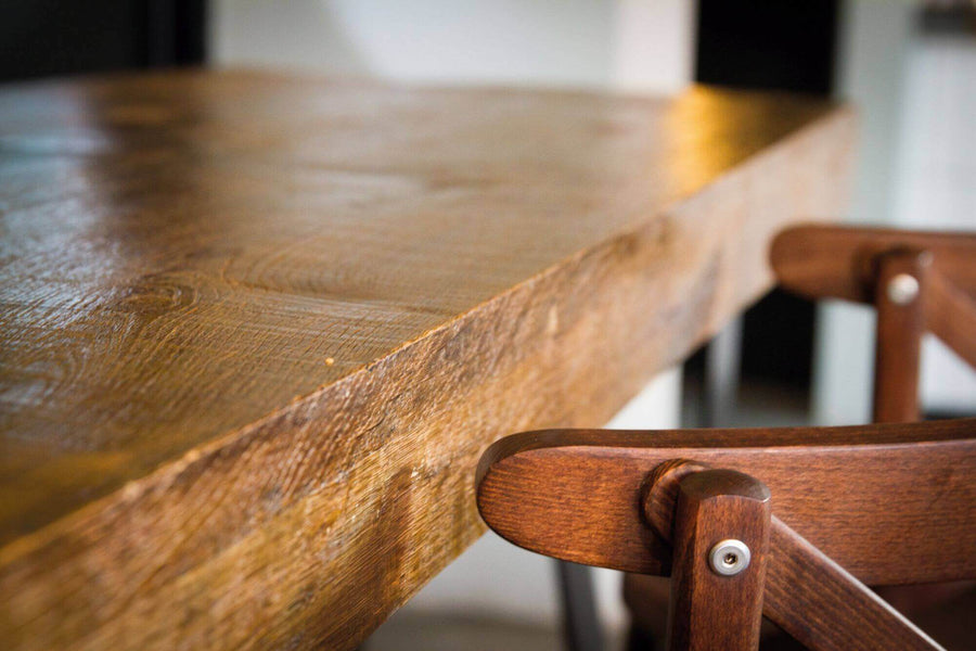 Details of restaurant furniture finished with Rubio Monocoat.
