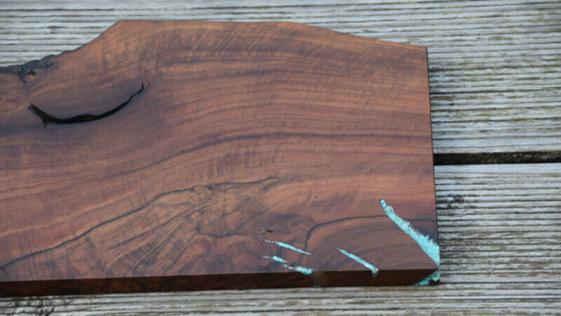 Details of wooden serving board finished with Rubio Monocoat.