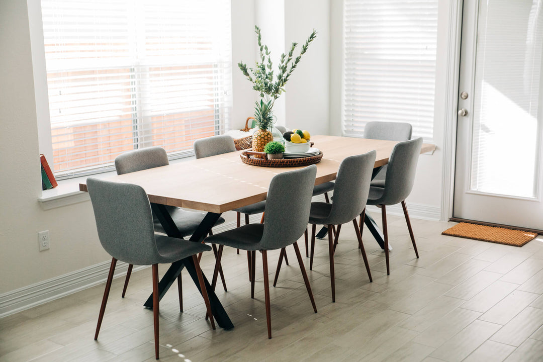 A custom white oak table finished with Rubio Monocoat Oil Plus 2C hardwax oil wood stain and finish for interior wood projects.