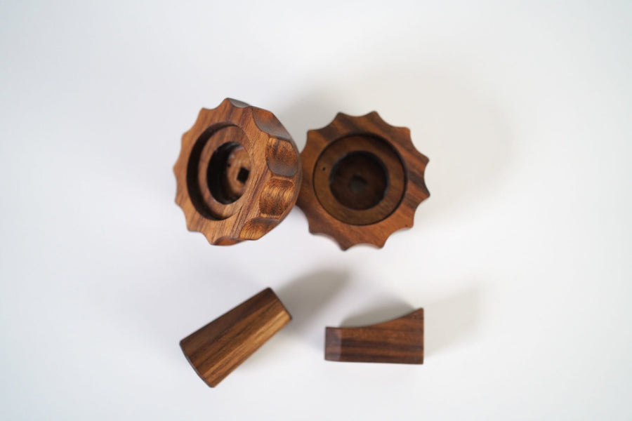 Wood espresso machine elements made from walnut, finished with Oil Plus 2C hardwax oil.