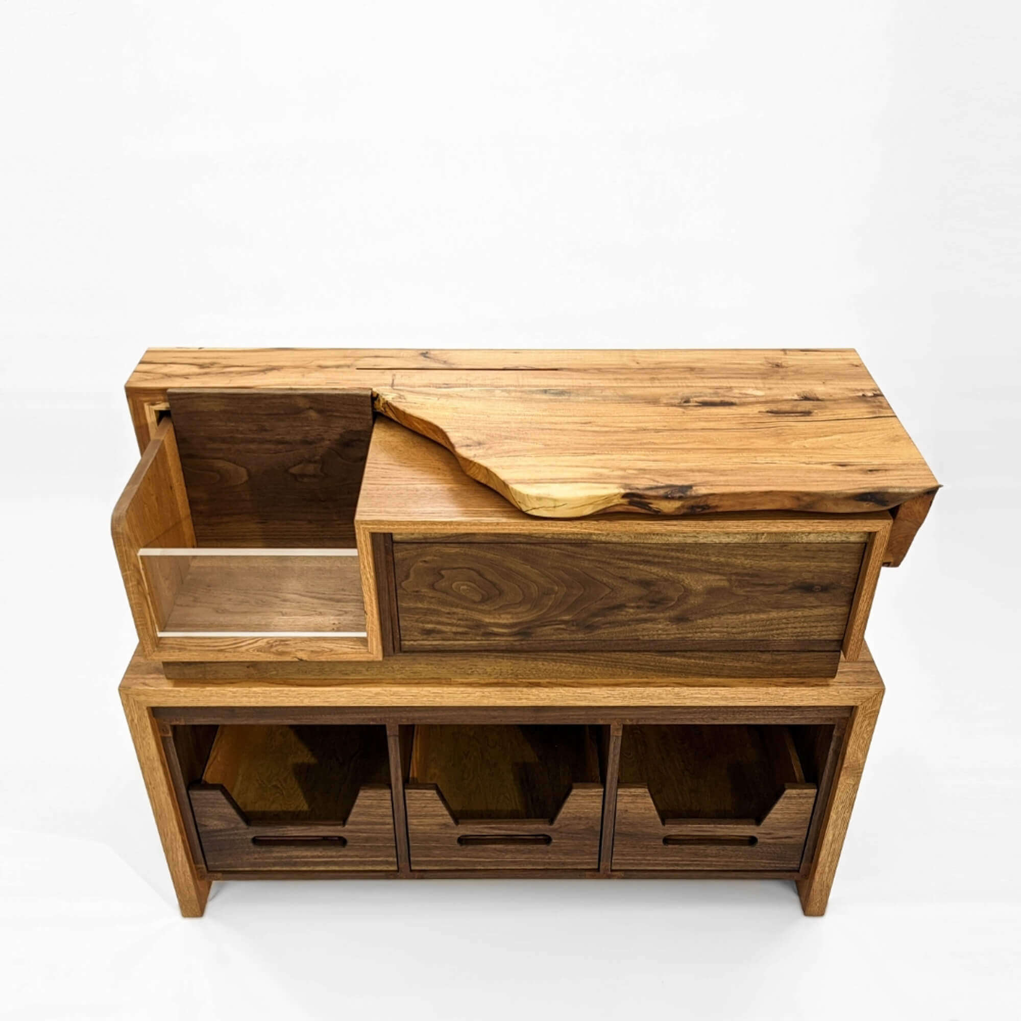TOO WOOD Record Shelfオーク paddlers coffee Large Walnut Vinyl Storage Record Player Stand, Solid Walnut