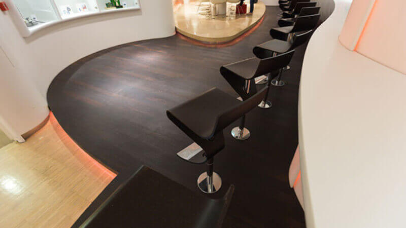 A wenge floor with Rubio Monocoat finish on it.