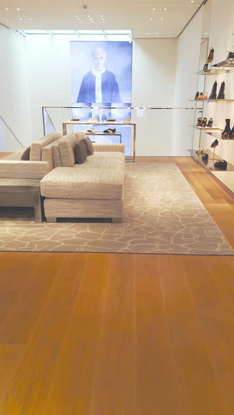 A boutique with light and creamy hardwood flooring.