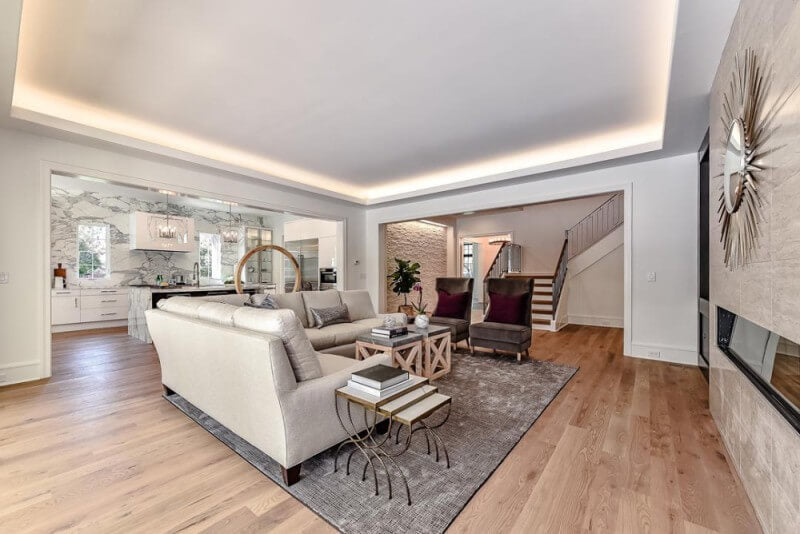 Living room with wooden flooring finished with Rubio Monocoat.