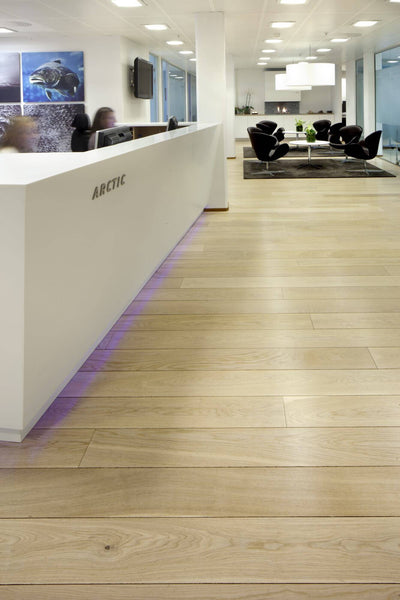 Office floors with hardwax oil wood finish on them.