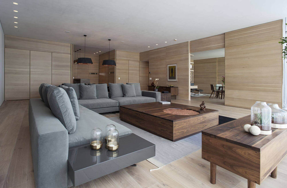 Living room with many wooden features finished with Rubio Monocoat.