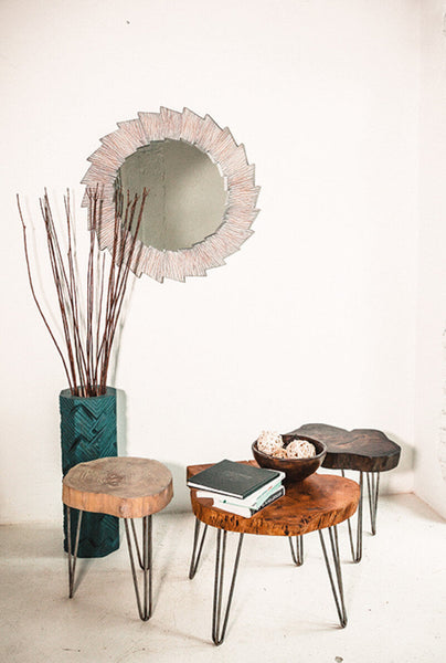 Unique live edge wooden coffee tables finished with Rubio Monocoat.