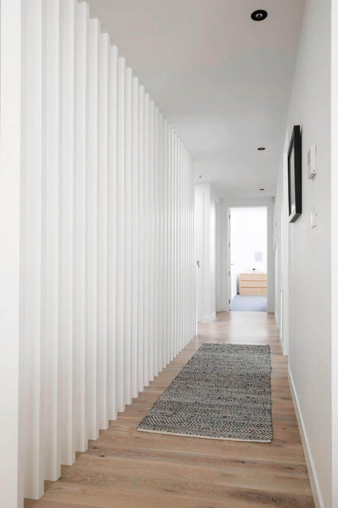 Hallway with american oak flooring.