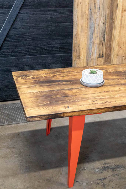Charred white oak table finished with Rubio Monocoat Oil Plus 2C hardwax oil wood stain and finish.