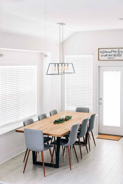 A modern white oak dining table finished with Rubio Monocoat Oil Plus 2C hardwax oil wood stain and finish.