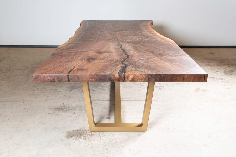 Wooden live edge table finished with Rubio Monocoat.