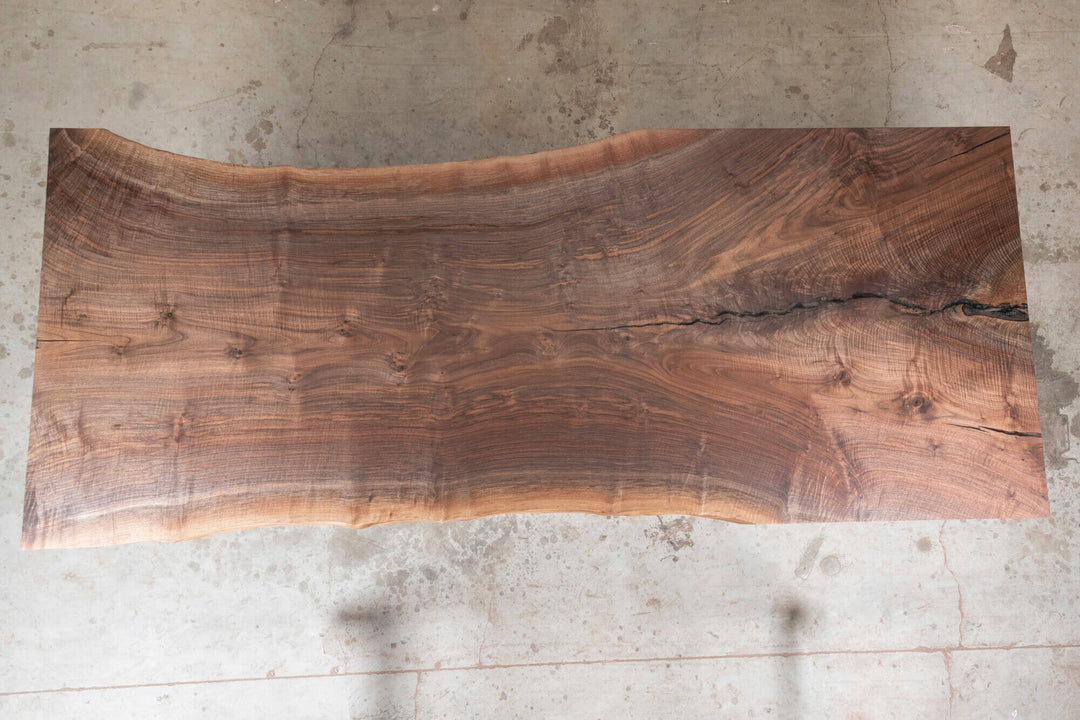 Unique wooden live edge table finished with Rubio Monocoat.