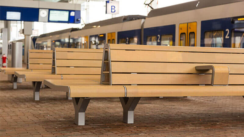 Wooden benches finished with Rubio Monocoat.