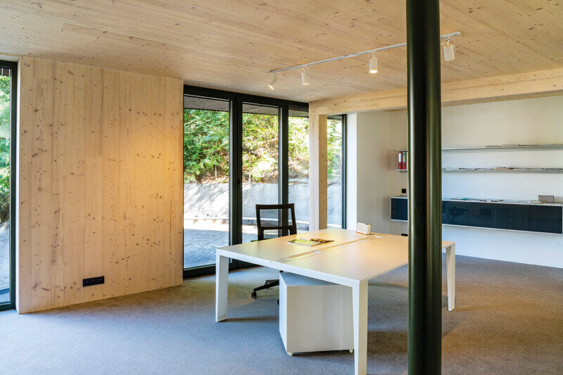 Modern office with wood finished with Rubio Monocoat products.