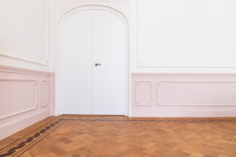 Small herringbone wood floor with Rubio Monocoat.