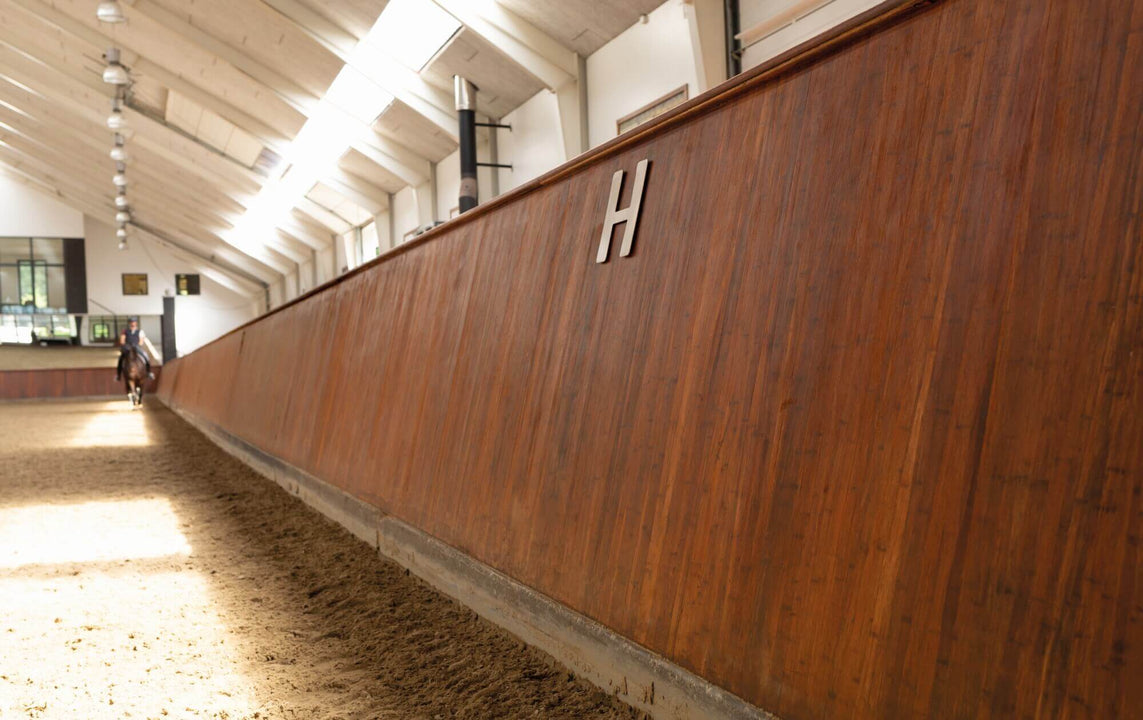 Horse arena wood finish.