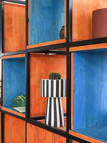 Colorful wooden cabinets finished with hardwax oil from Rubio Monocoat.