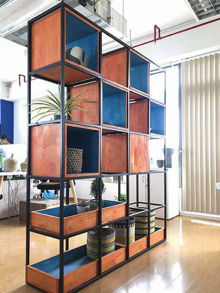 Wide view of wooden cabinets, made in Vietnam, finished with Rubio Monocoat.