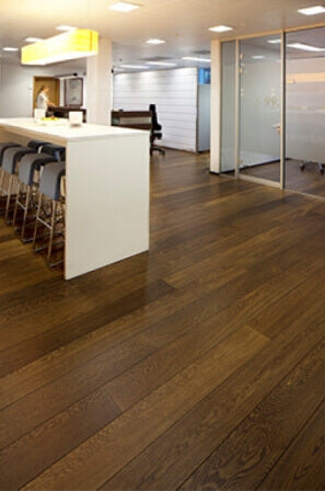 Hardwax oiled wood flooring in an office.