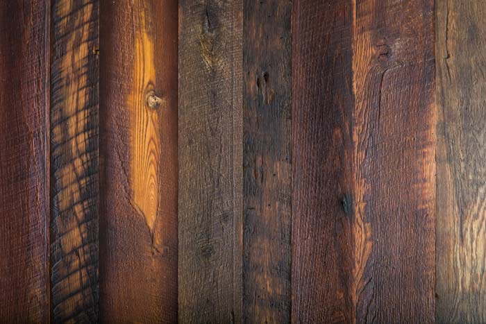 Rustic wood panels.