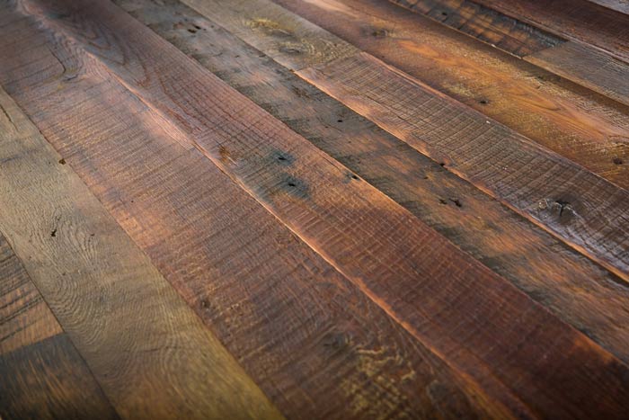 Rustic wood flooring.