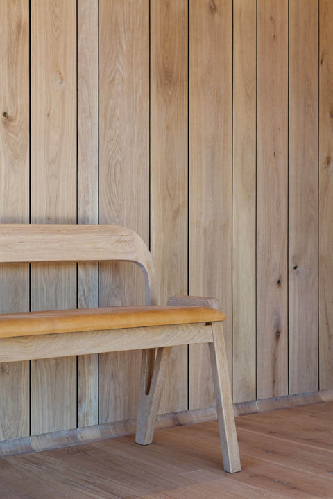 Wood flooring and wall planks finished with Rubio Monocoat hardwax oil.