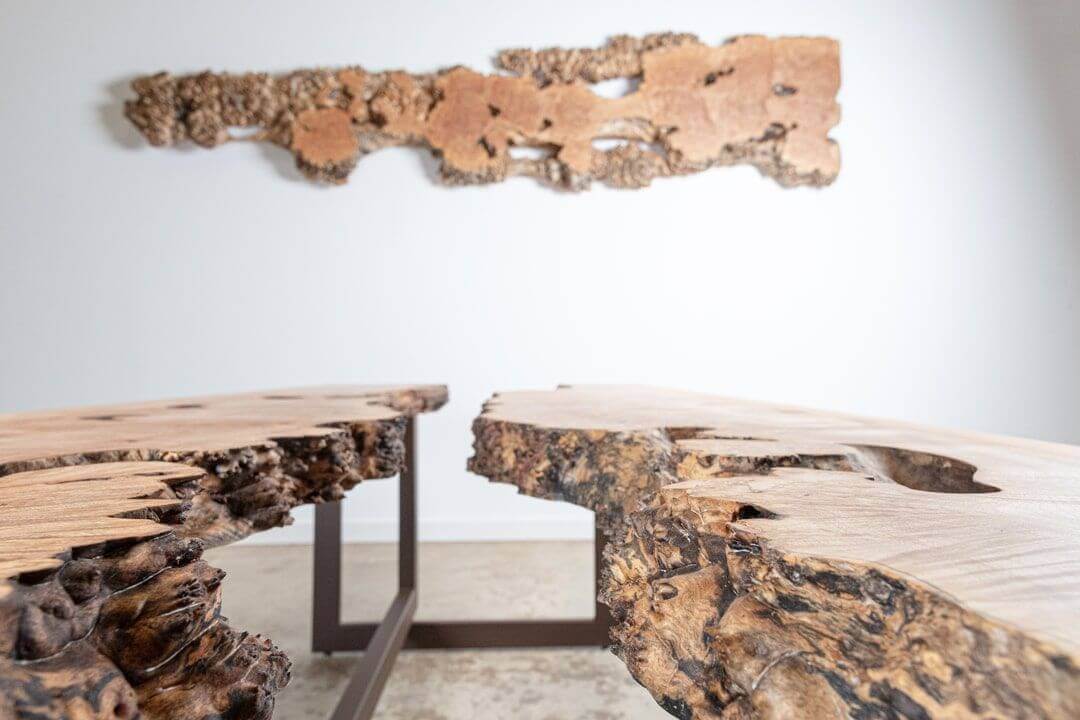 Canyon wood river table finished with Rubio Monocoat.