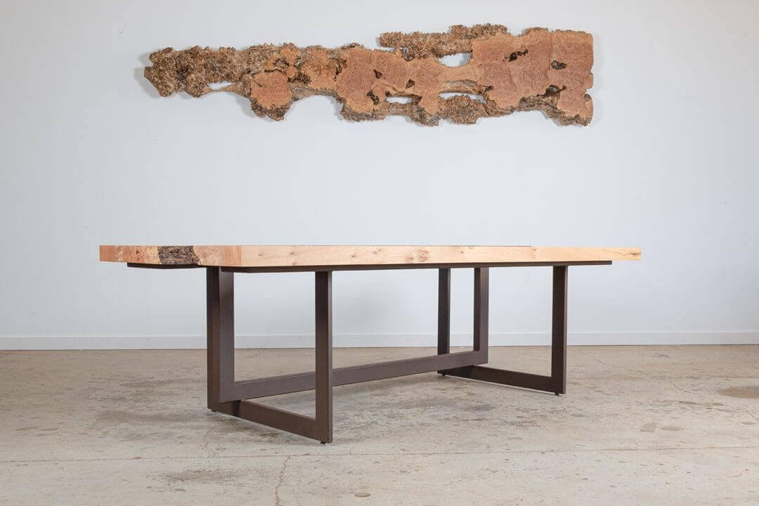 Wooden live edge canyon river table finished with Rubio Monocoat.