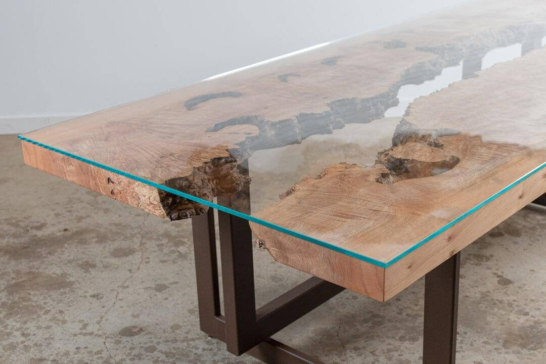 Unique river wood table finished with Rubio Monocoat.