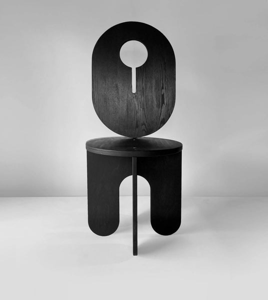 The front of the Arata stool, a modern chair crafted from birch and finished with Rubio Monocoat products.
