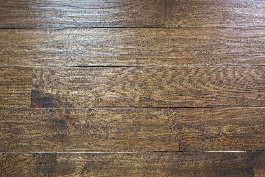 Unique texture created by hand scraping white oak floors and then finishing them with Rubio Monocoat.