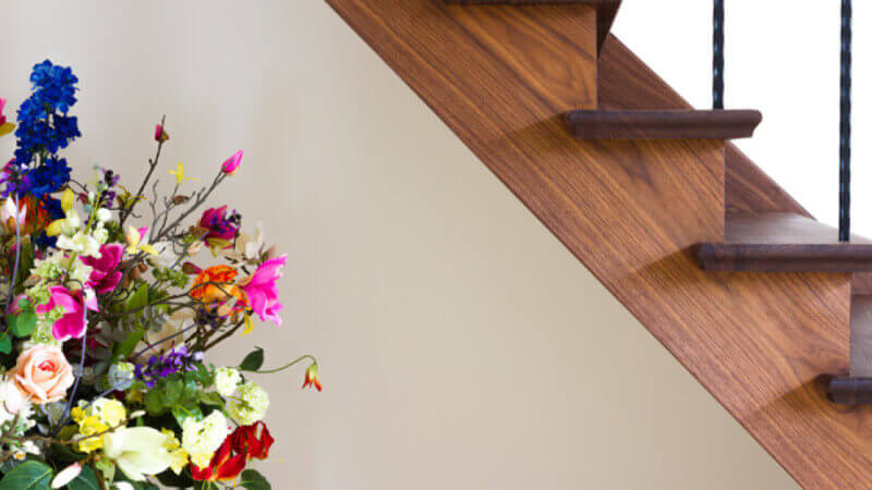 Details of Walnut staircase finished with Oil Plus 2C.